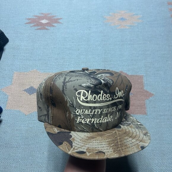 Realtree Other - Vintage 90s snapback hat camo cap Rhodes Inc Michigan realtree made in USA